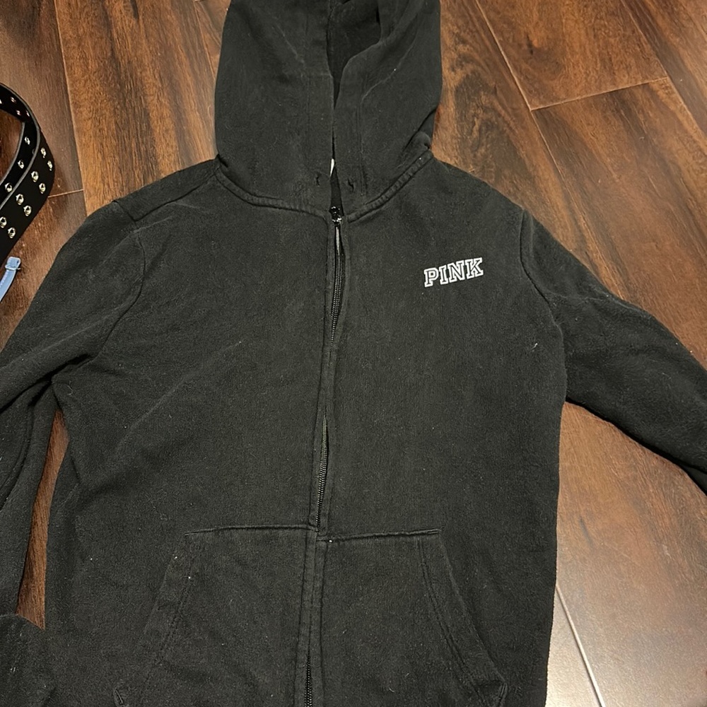 Pink brand black zip up jacket